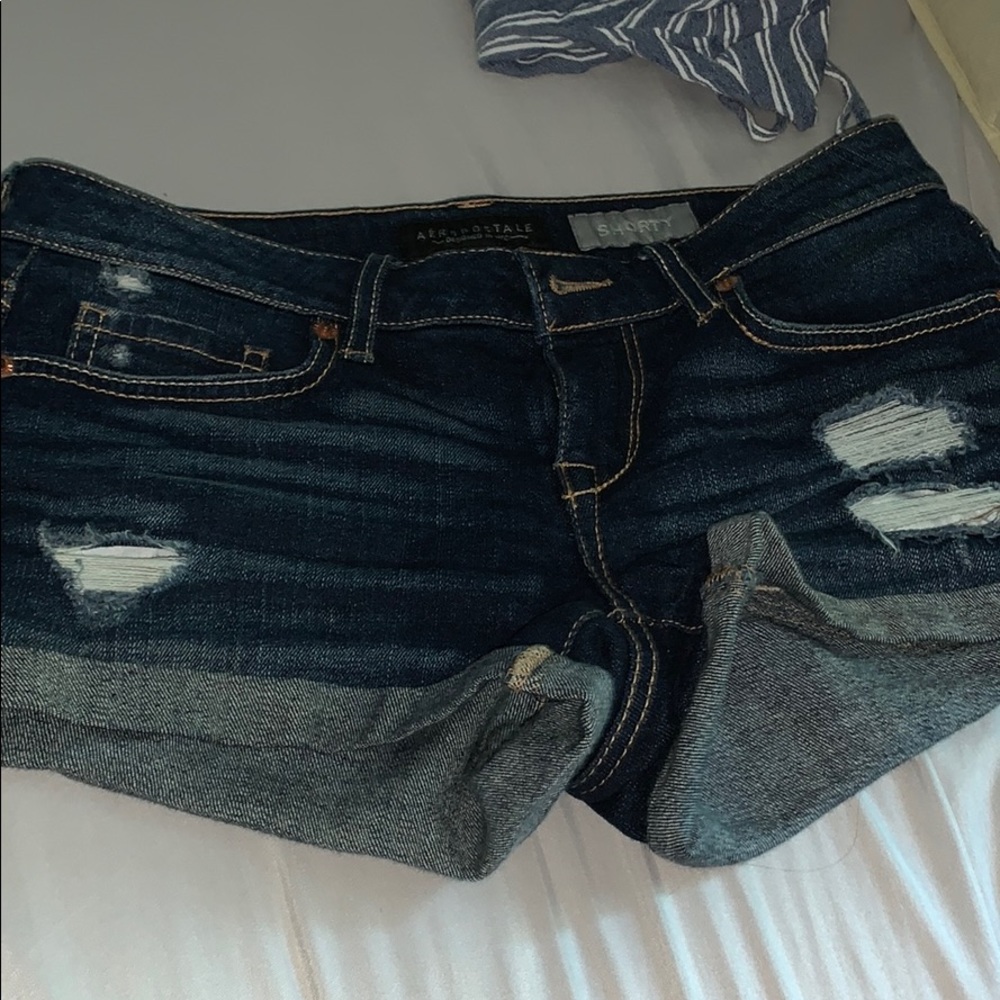 Ripped jean shorts